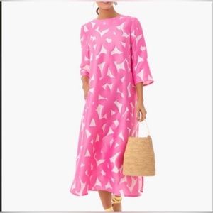 Tuckernuck Kaftan pink Italian floral Jaimie Dress like new XL